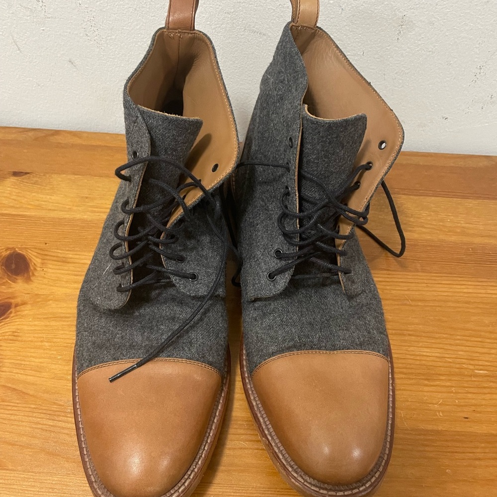 Taft Men's Gray and Tan Leather Boots